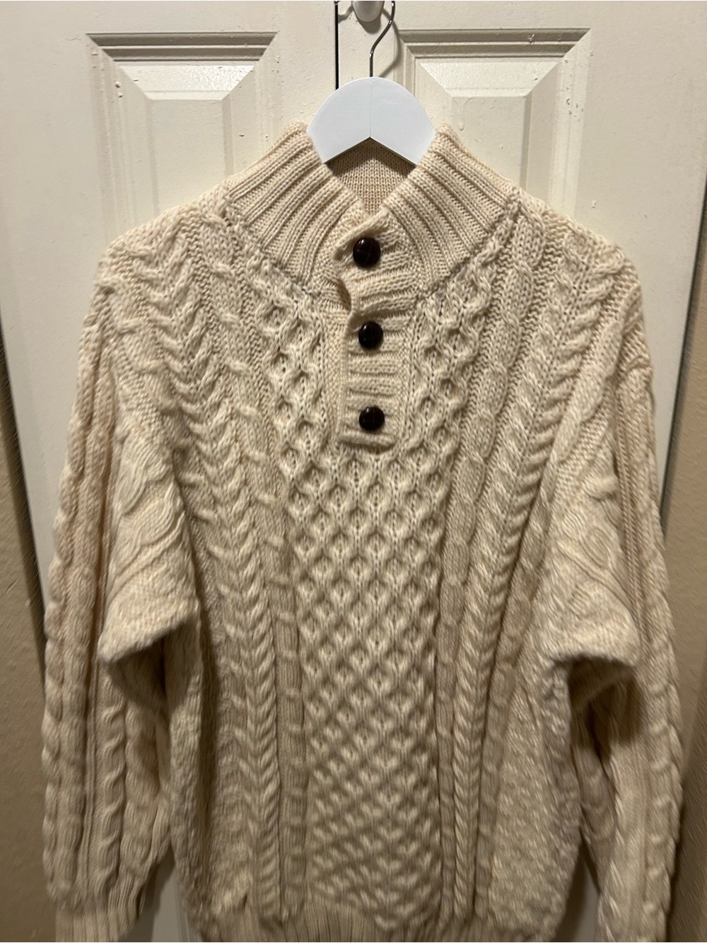 L.L Bean VTG Irish Fisherman Knit Cable Sweater Wool 100% , XL - Picture 3 of 5
